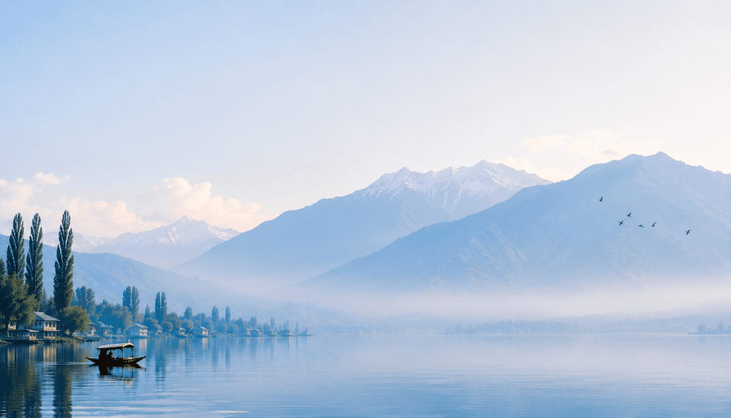 Kashmir Dal lake and mountain landscape